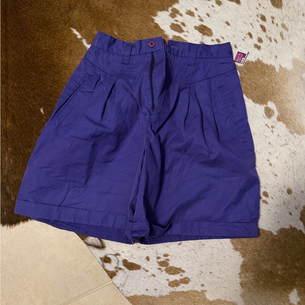 Purple High-Waist Pleated Women's Shorts
